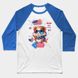 Sparkling Independence: A Hamster's Celebration Baseball T-Shirt